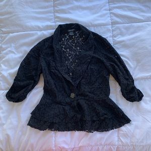 Adorable Stoosh Black Lace Peplum Cardigan